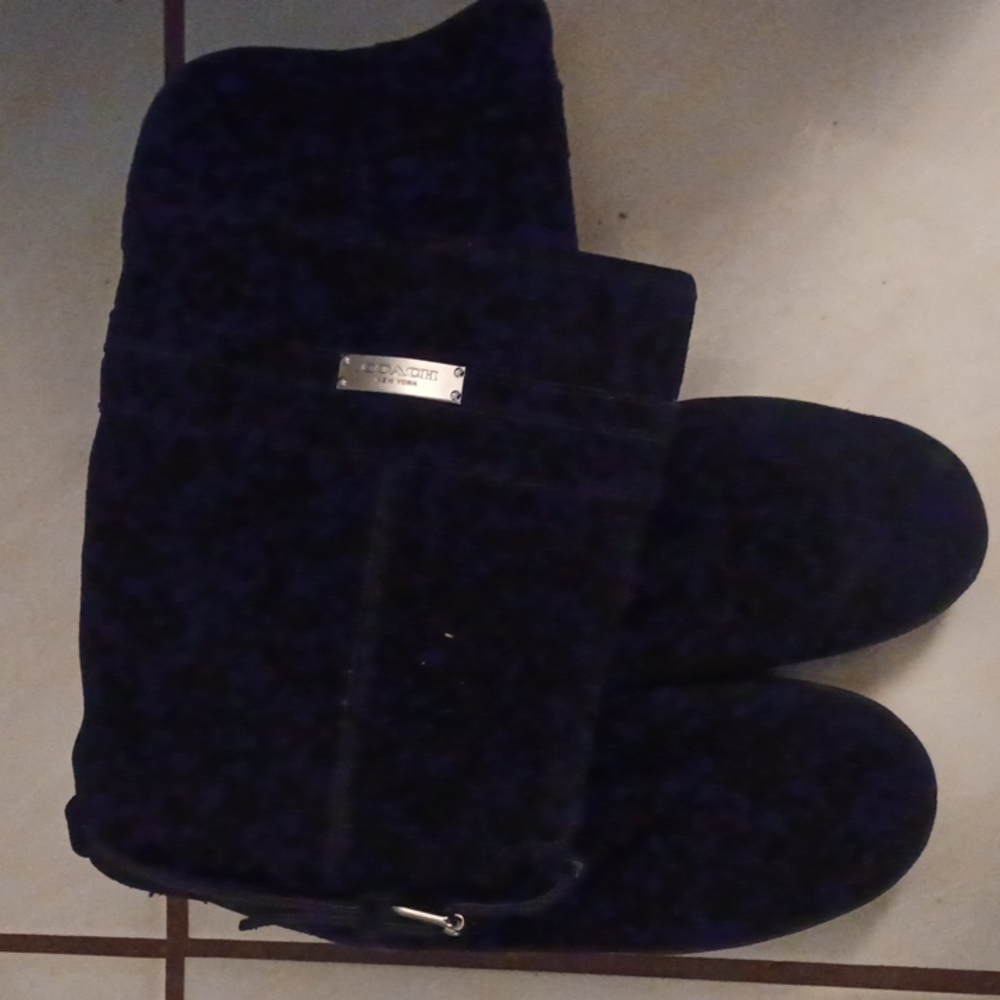 Coach Black Tallulah Suede Sherpa Lined Winter Women Size 8 - Picture 2 of 8